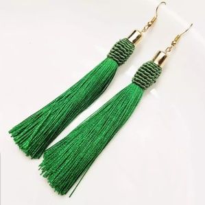 Beautiful Long Tassel Earrings Fashion Green
